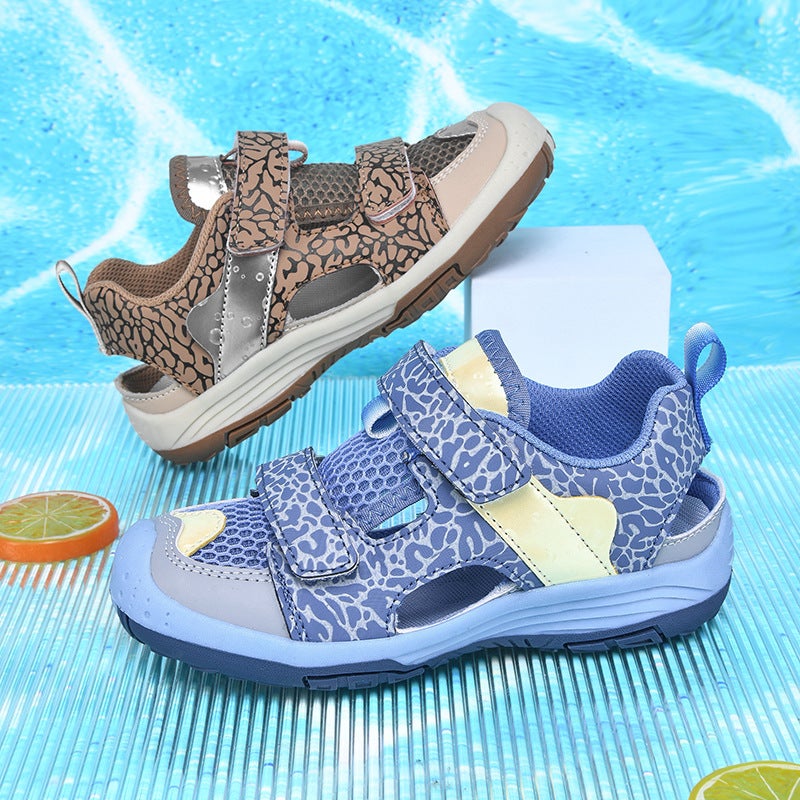 Boys' Sandals New Korean Style Summer Middle And Large Children'S Toe-Toe Children'S Shoes Soft Sole Velcro Beach Shoes - Image 2