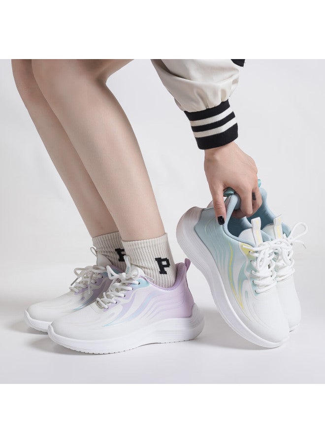 Pull Back Huili Women's Leather Sneakers, Lightweight Casual Soft-soled Shock-absorbing Running Shoes Wxy1550 White Purple 37 - Image 5