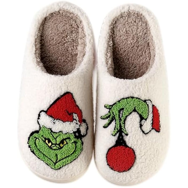 إسكدنيا الصفحة الرئيسية حذاء عيد الميلاد للنساء الرجال، الشتاء حذاء بلوش مع رغوة الذاكرة، فلوفي ناعم انزلاق دافئ على حذاء المنزل - Image 1