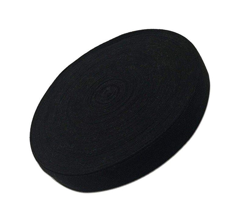 Abbaoww 50 Yards Cotton Twill Tape Ribbon 1/2 Inch, Soft Natural Webbing Tape Herringbone Tape for Sewing DIY Craft, Black - Image 1