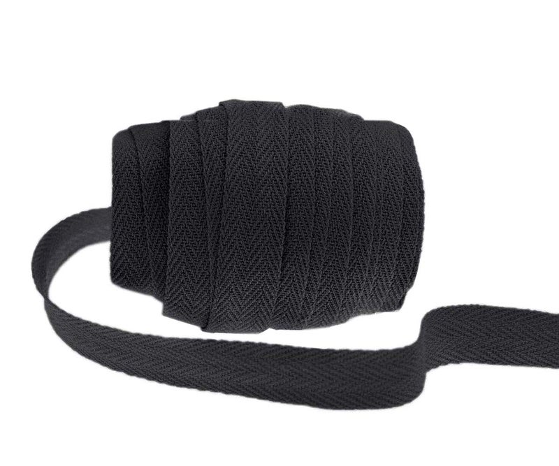 Abbaoww 50 Yards Cotton Twill Tape Ribbon 1/2 Inch, Soft Natural Webbing Tape Herringbone Tape for Sewing DIY Craft, Black - Image 5