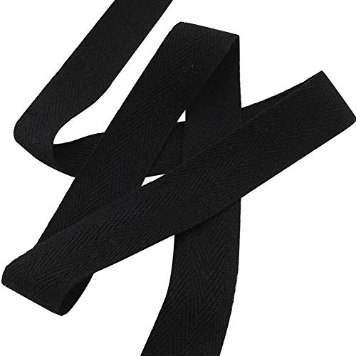 Abbaoww 50 Yards Cotton Twill Tape Ribbon 1/2 Inch, Soft Natural Webbing Tape Herringbone Tape for Sewing DIY Craft, Black - Image 2