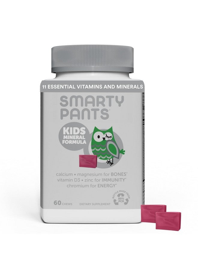 SmartyPants Kids Mineral Chews: Magnesium Citrate & Calcium Supplement with Vitamin D3, Vitamin C, K2, Zinc & Selenium for Immune Support, 60 Count (30 Day Supply) - Image 1