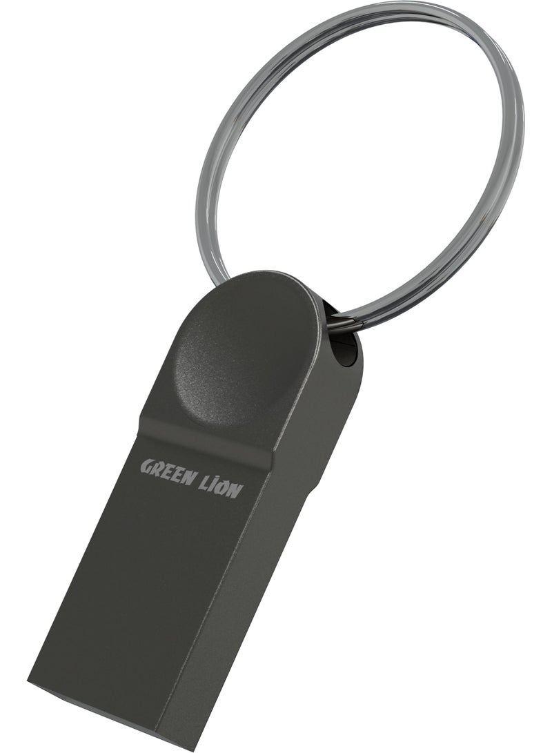 GREEN LION CLIX 128GB USB 3.0 Flash Drive / 100MB/s Read Speed / 30MB/s Write Speed / Zinc Alloy Material / Plug & Play / Anti X-Ray / Wide Compatibility - Grey - Image 1