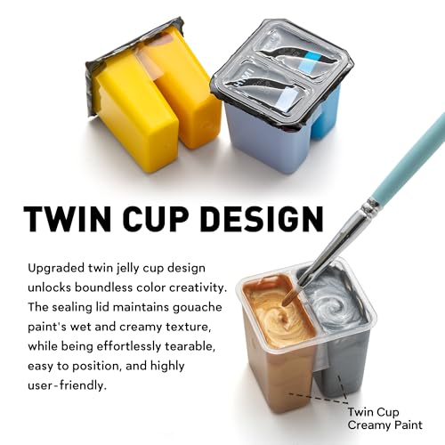 HIMI Twin Cup Jelly Acrylic Paint Set, 48 Colors 12g, High Viscosity, Blendable, Paints on Rocks Crafts Canvas Wood, Fabric, Ceramic & Stone, Art Craft Paints Gifts for Artists Beginners & Painters - Image 2