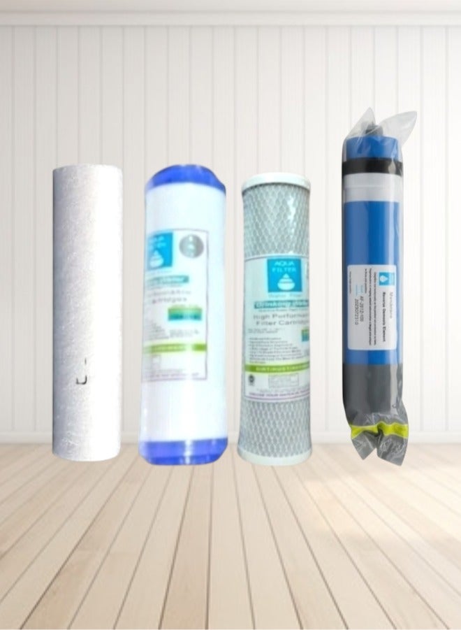 مجموعة شمعات 4 قطع  3 مراحل وشمعة ممبرين 100 جالون  من اكوا فلتر العلامة المائيه الاصليه