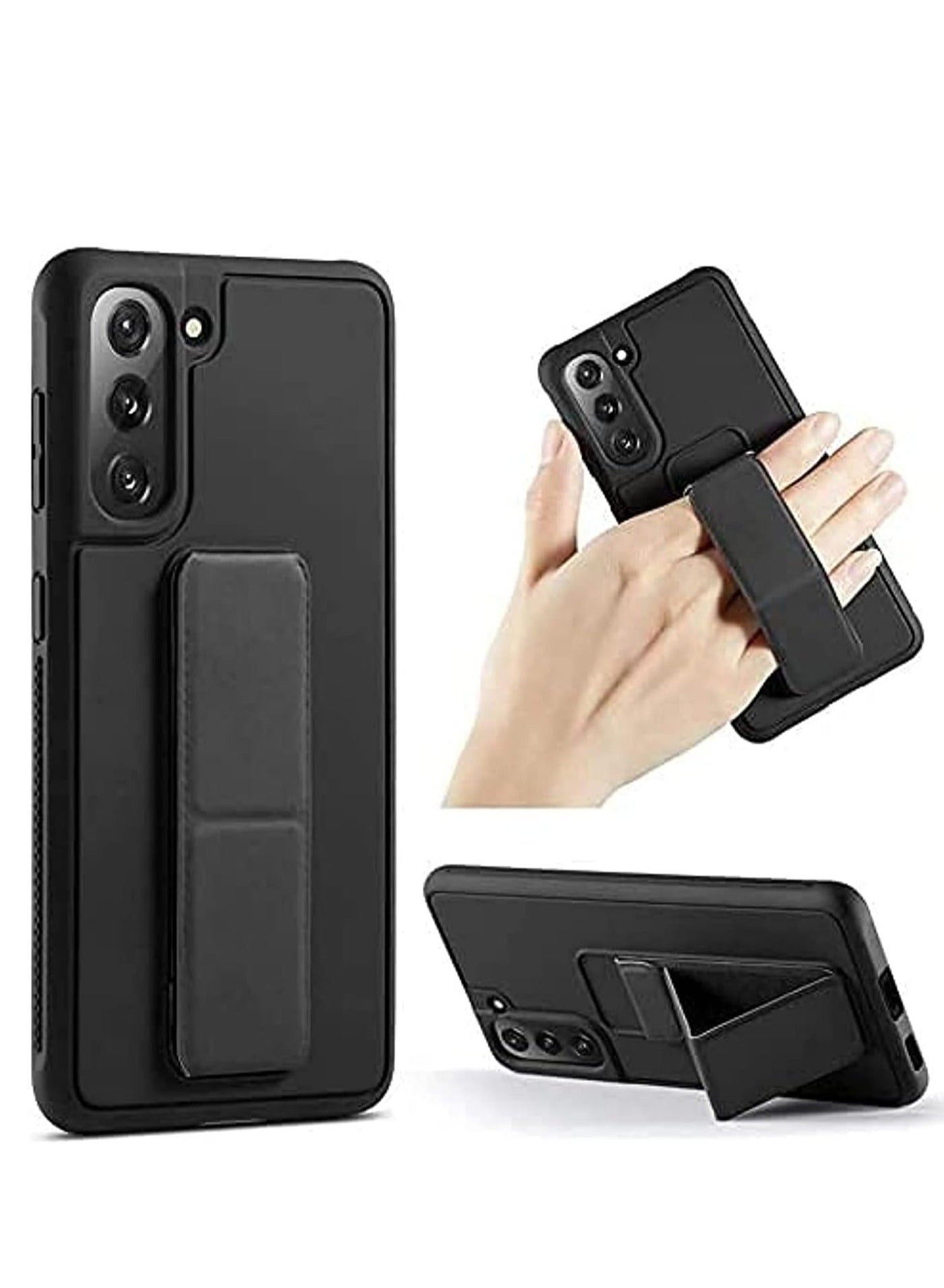 Samsung Galaxy S24 PLUS Case Cover Magnetic Car Mount Kickstand & Holder, Premium Silicone Vertical & Horizontal Hand Strap and Grip with Multi Stand for Samsung Galaxy S24 PLUS