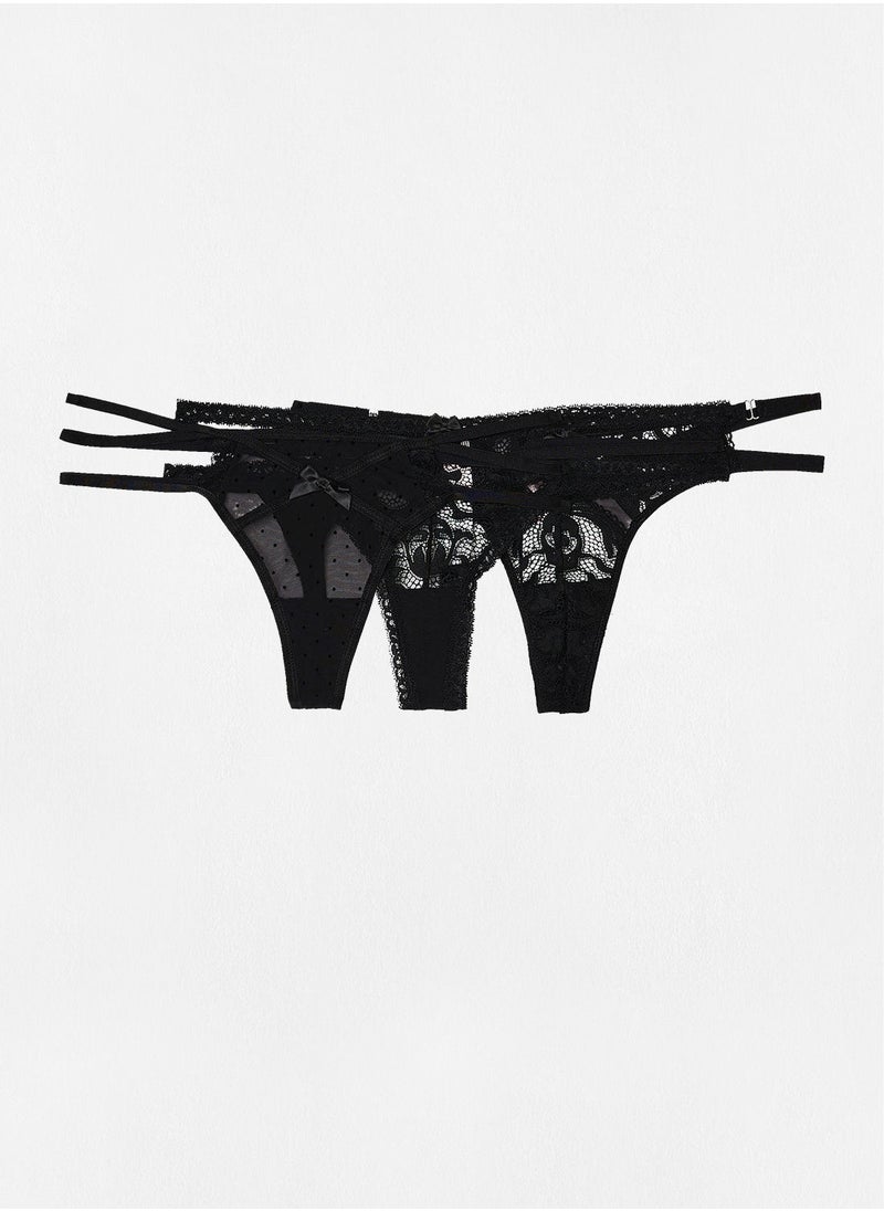 hunkemoller - 3-Pack Strappy String Thongs - Image 1