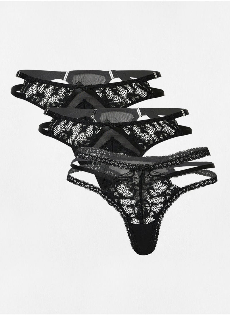 hunkemoller - 3-Pack Strappy String Thongs - Image 1