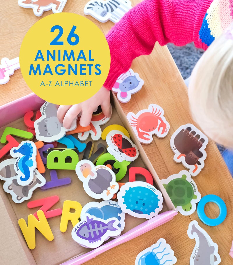 Curious Columbus Animal Toddler Magnets for Refrigerator - 52 Fridge Magnets for Toddlers Play with Magnetic Letters - Foam ABC Magnetic Learning Set for Alphabet Learning - Image 4