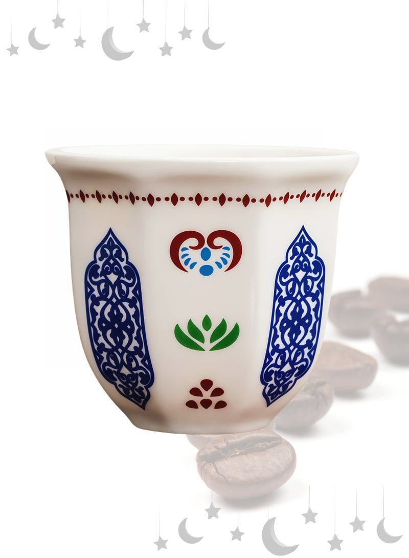 250ml Ceramic Blue Traditional Arabic Coffee Cup Coffee Mug, Cup Wall Thickened,Heat Insulation, Smooth and Delicate Glaze, Microwave Safe,for Espresso, Latte ,Tea. for Kitchen Daily,  Wedding Party,  Hotel Restaurant,Ramadan Gifts - Image 1