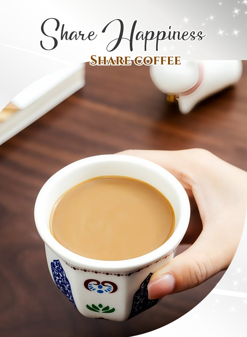 250ml Ceramic Blue Traditional Arabic Coffee Cup Coffee Mug, Cup Wall Thickened,Heat Insulation, Smooth and Delicate Glaze, Microwave Safe,for Espresso, Latte ,Tea. for Kitchen Daily,  Wedding Party,  Hotel Restaurant,Ramadan Gifts - Image 3