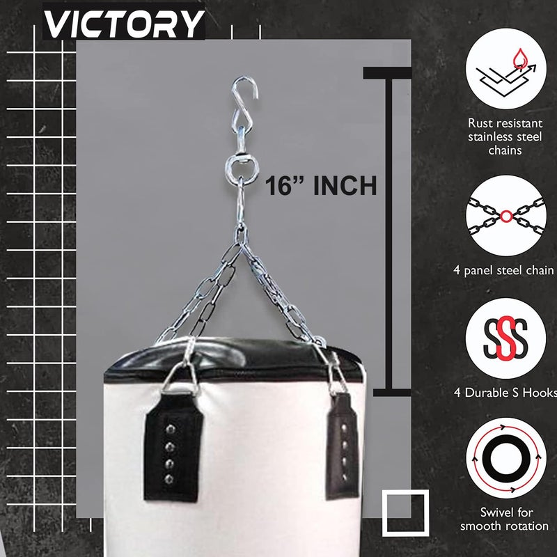 Victory Unfilled Canvas Premium Boxing Punching Bag with Stainless Steel Hanging Chain | Boxing | MMA | Kickboxing | Muay Thai | Karate | Judo | Taekwondo for Men & Women Hanging Bag (3 Feet) - Image 4