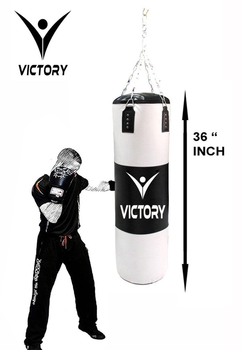 Victory Unfilled Canvas Premium Boxing Punching Bag with Stainless Steel Hanging Chain | Boxing | MMA | Kickboxing | Muay Thai | Karate | Judo | Taekwondo for Men & Women Hanging Bag (3 Feet) - Image 3