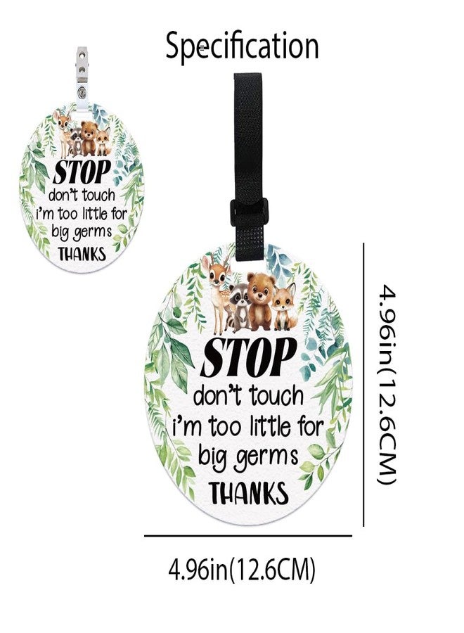 BEUNITONE 2 Pack Do Not Touch Signs Stroller Tag Greenery No Touching Car Seat Cute Animals Theme Stop No Touching Safety Sign for Family PVC Seat Sign Signs-Stroller Tag 5 Inches - Image 3