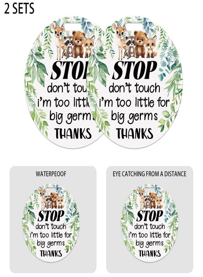 BEUNITONE 2 Pack Do Not Touch Signs Stroller Tag Greenery No Touching Car Seat Cute Animals Theme Stop No Touching Safety Sign for Family PVC Seat Sign Signs-Stroller Tag 5 Inches - Image 2