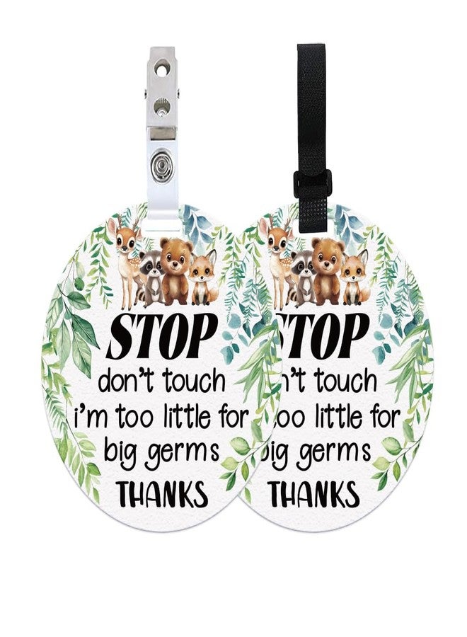 BEUNITONE 2 Pack Do Not Touch Signs Stroller Tag Greenery No Touching Car Seat Cute Animals Theme Stop No Touching Safety Sign for Family PVC Seat Sign Signs-Stroller Tag 5 Inches - Image 1