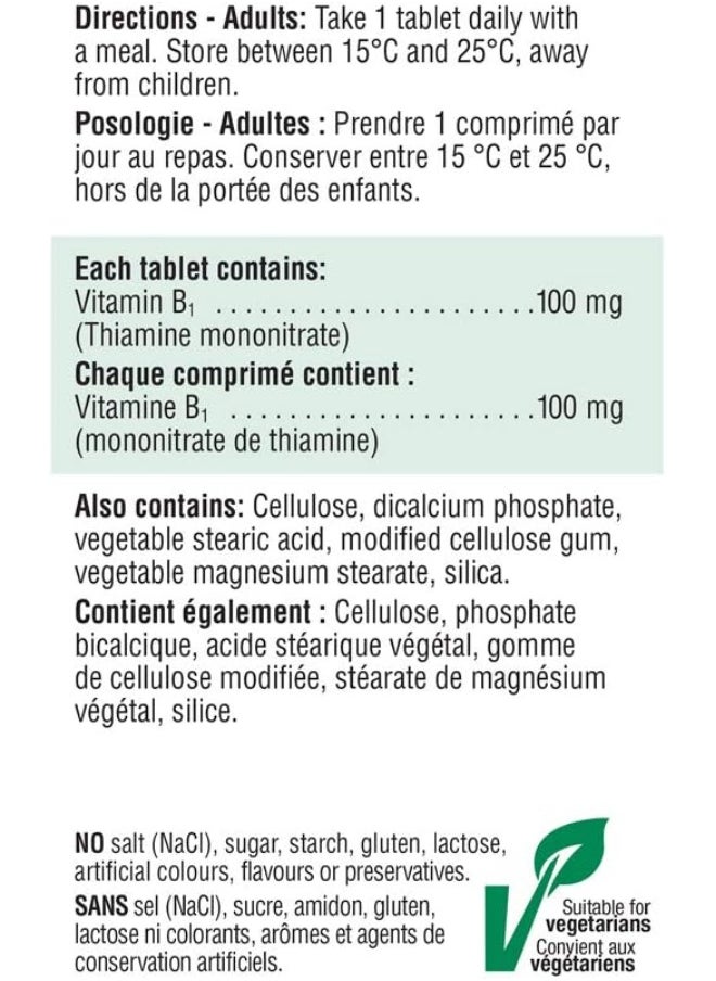 Jamieson Vitamin B1 (Thiamine) 100 Mg 100 Tablets  - Image 5