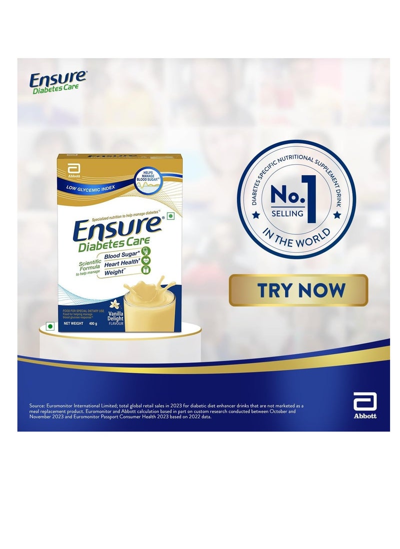 Diabetes Care Nutrition to Help Control Blood Sugar Levels  375gm Box  Vanilla Flavour  Yellow