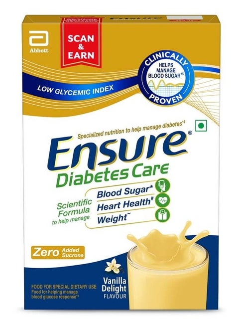 Diabetes Care Nutrition to Help Control Blood Sugar Levels  375gm Box  Vanilla Flavour  Yellow