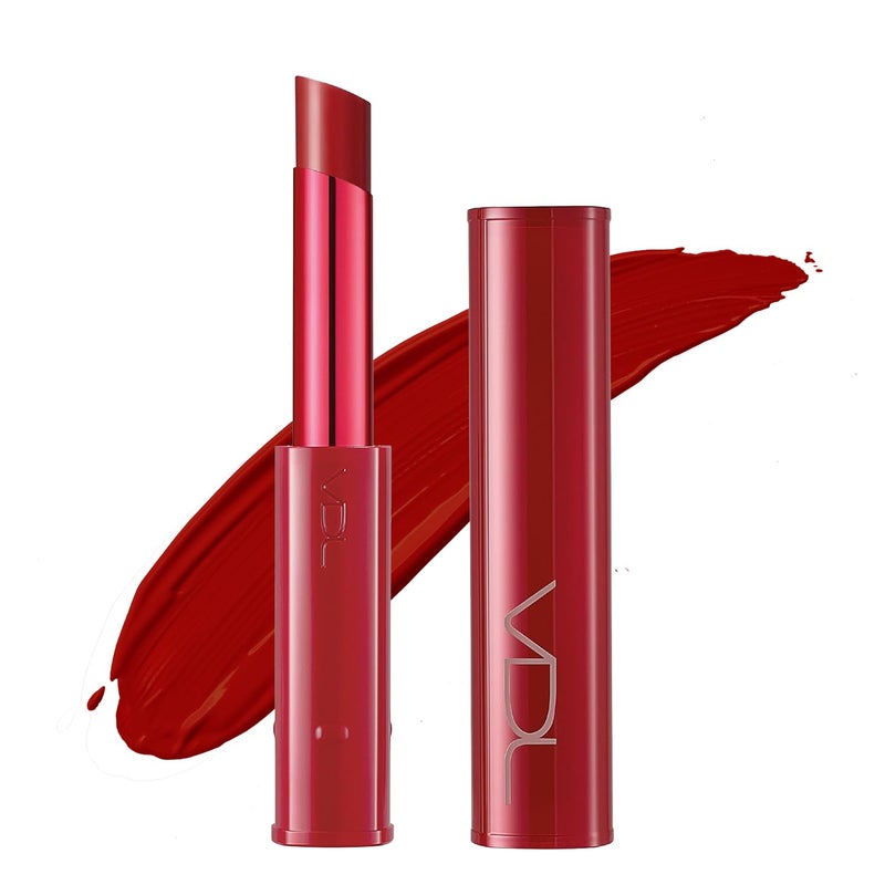 VDL Lip Stain Melted Shine Lipstick 02, Candy Cane - Long-Lasting Glossy Color for Luscious Lips. High Shine Finish, Non-Sticky (0.09 oz) | Korean Makeup