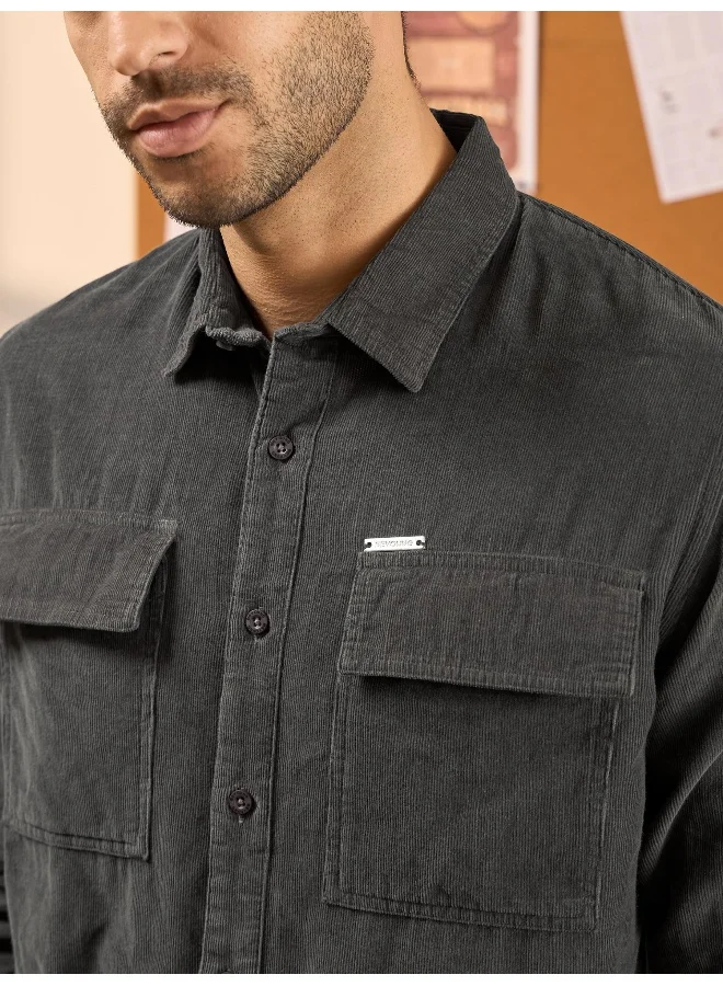 بيونغ Dark Grey  Shirt for Men