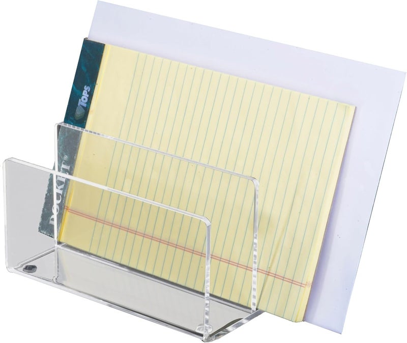 Kantek Clear Acrylic Mini File Sorter - 2 Section File Holder, 6" x 3.8" x 3.9" Desk Organizer with Non-Skid Feet - Image 5