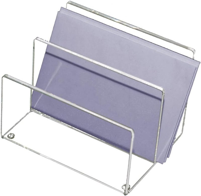 Kantek Clear Acrylic Mini File Sorter - 2 Section File Holder, 6" x 3.8" x 3.9" Desk Organizer with Non-Skid Feet - Image 3