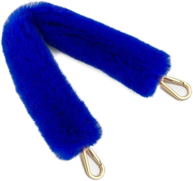 Blue Faux Fur Bag Strap Replacement Crossbody Shoulder Strap 120cm Wallet Accessories - Image 1
