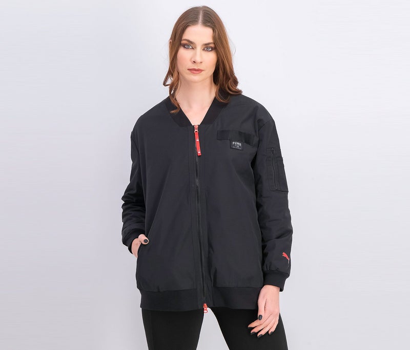 PUMA Women Long Bomber Jacket, Black - Image 1