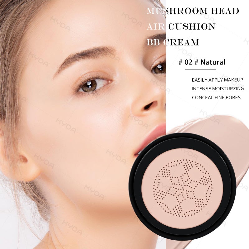 Ownest KYDA Mushroom Head Air Cushion BB Cream,Concealer Lasting Nude Makeup Moisturizing Pigment CC Liquid Foundation, Even Skin Tone Makeup Base Primer-Natural - Image 3