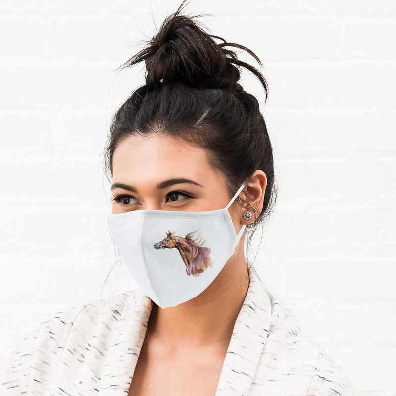 WeddingStar 3-Ply Adult Washable Cloth Face Mask Reusable and Adjustable with Filter Pocket - Horse - Image 3