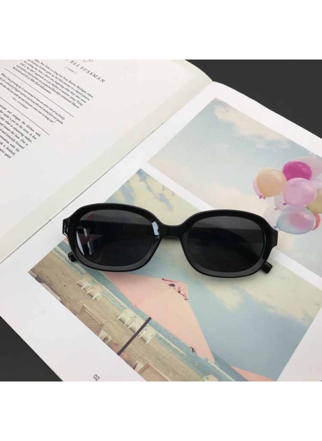 Generic - New Fashion Vintage Sunglasses Woman Brand Designer Oval Mirror Sun Glasses Female Black Frame Eyewear UV400 Gafas De Sol-Lenses Color:A-Frame Color:As shown in the figu - Image 1