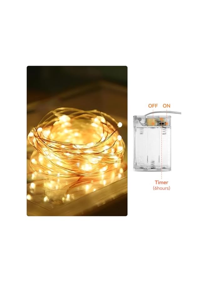 The Bros Battery Fairy Lights Christmas String Light, 2 Pack 12M/120LEDS Copper Wire Lights for Diwali Christmas Decoration Bedroom Indoor Birthday Wedding Party Tree Wall (Warm White)  - Image 5