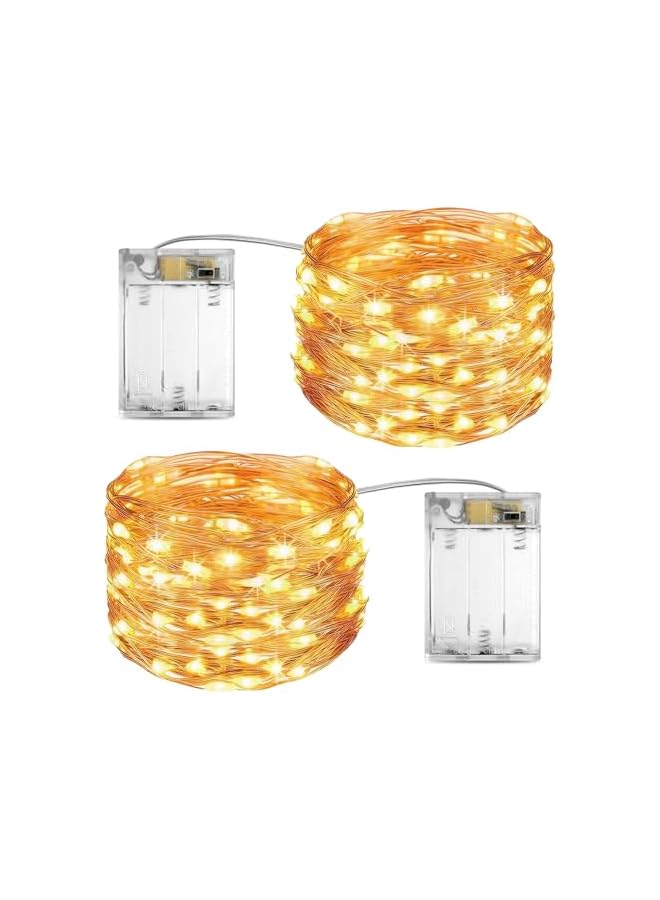 The Bros Battery Fairy Lights Christmas String Light, 2 Pack 12M/120LEDS Copper Wire Lights for Diwali Christmas Decoration Bedroom Indoor Birthday Wedding Party Tree Wall (Warm White)  - Image 2