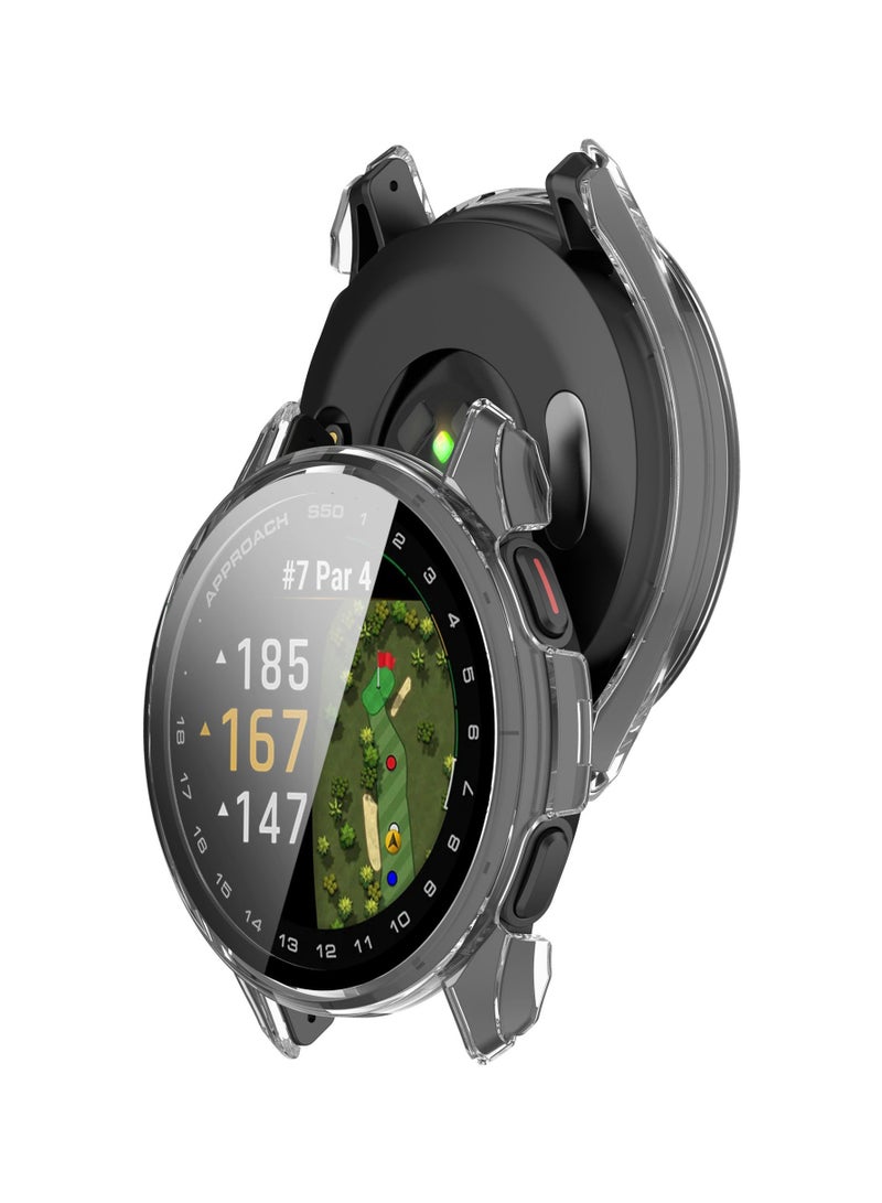 Case for Garmin Approach S50 Smart Watch Protective Cover Built-in 9H Tempered Glass Film Hard PC Easy to Install Screen Protector Compatible with Approach S50 (Clear) - Image 4