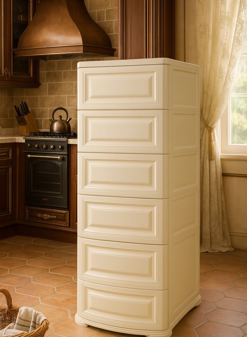 المفرج وحدة أدراج تخزين 6 رفوف بلاستيك بمقاس 42×34×124 سم لتنظيم أنيق وعملي - Image 3