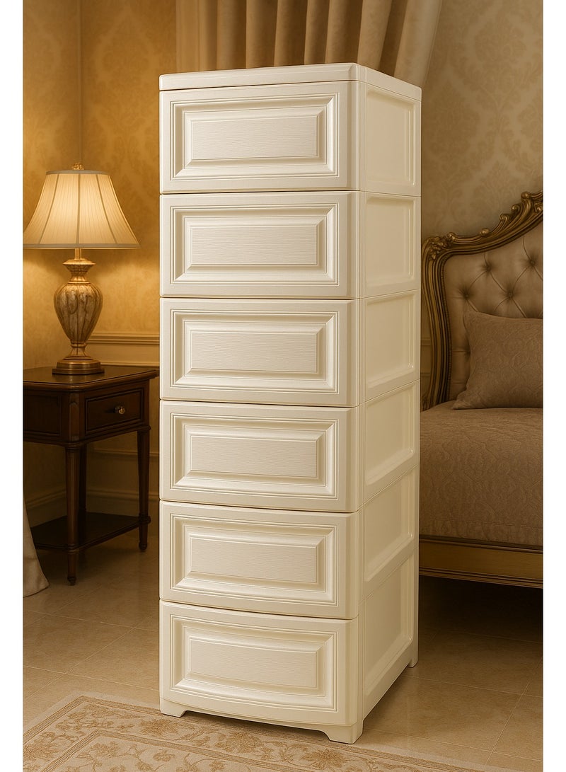 المفرج وحدة أدراج تخزين 6 رفوف بلاستيك بمقاس 42×34×124 سم لتنظيم أنيق وعملي - Image 2