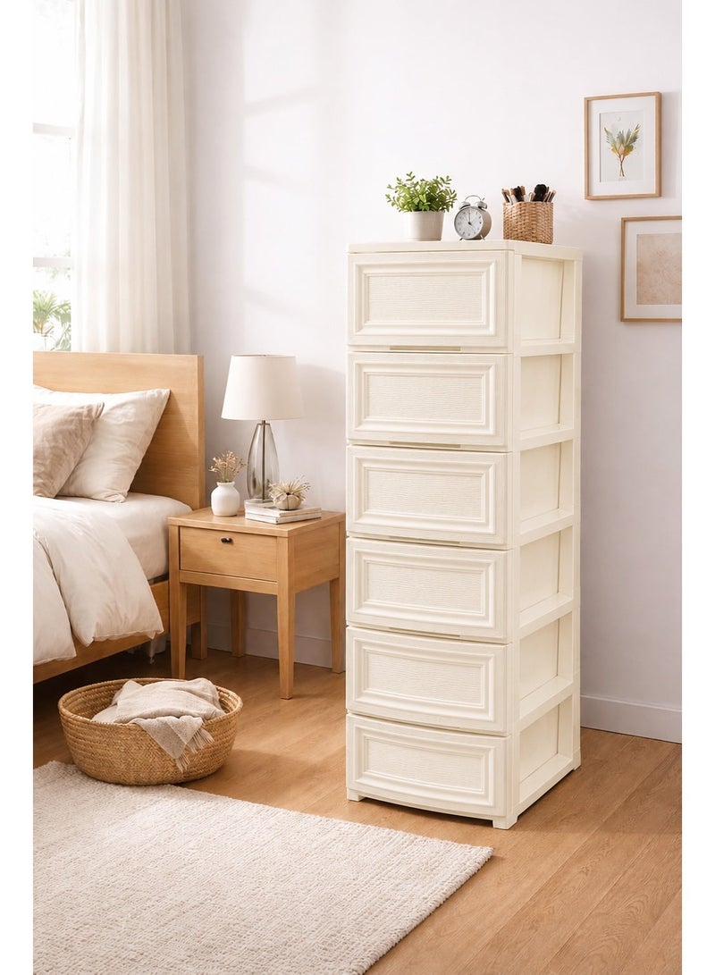 ALMUFARREJ 6-Tier Plastic Storage Drawer Unit – Size 42×34×124 cm for Elegant & Practical Organization - Image 2