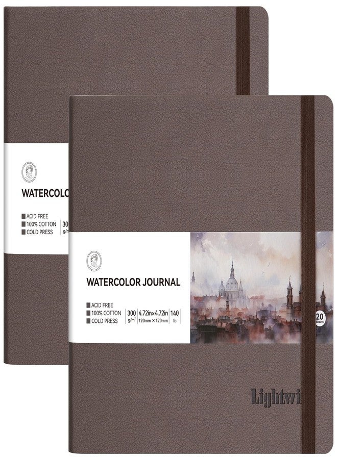 Lightwish Square Watercolor Sketchbook,2 Pack Total 40 Sheets,100% Cotton,300gsm/140lb,Acid-Free,Cold Press Watecolor Paper Journal for Artists Adults Students,4.72 * 4.72 Inches - Image 1
