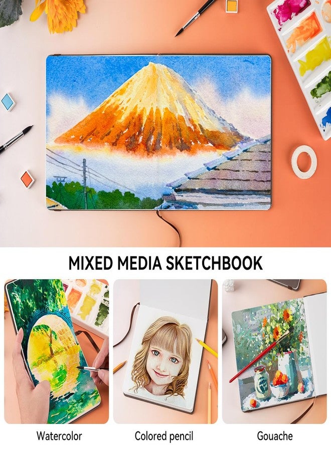 Lightwish Square Watercolor Sketchbook,2 Pack Total 40 Sheets,100% Cotton,300gsm/140lb,Acid-Free,Cold Press Watecolor Paper Journal for Artists Adults Students,4.72 * 4.72 Inches - Image 3