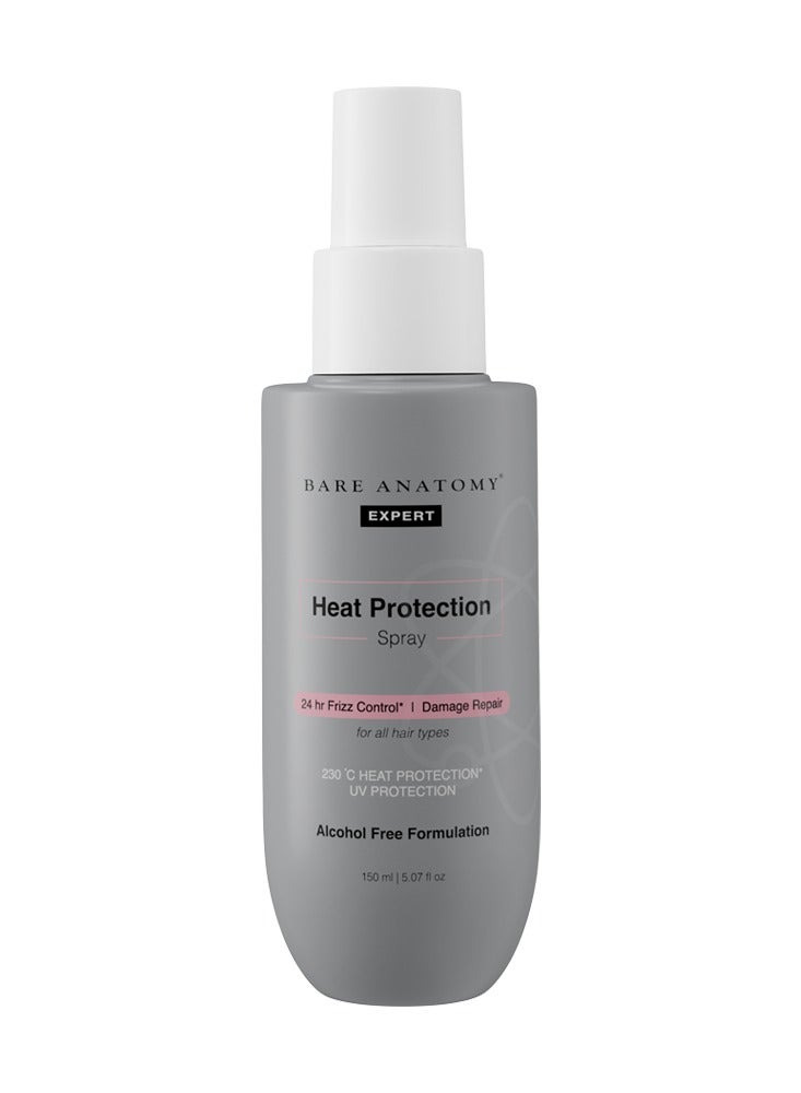 BARE ANATOMY Bare Anatomy Heat Protection Spray Serum| Controls Frizz for up to 24 Hrs | Vitamin E, Pea Protein & Veg Keratin Enriched | Paraben Free | For Women & Men | Vegan |230 °C Heat Protection 150 ml  - Image 1