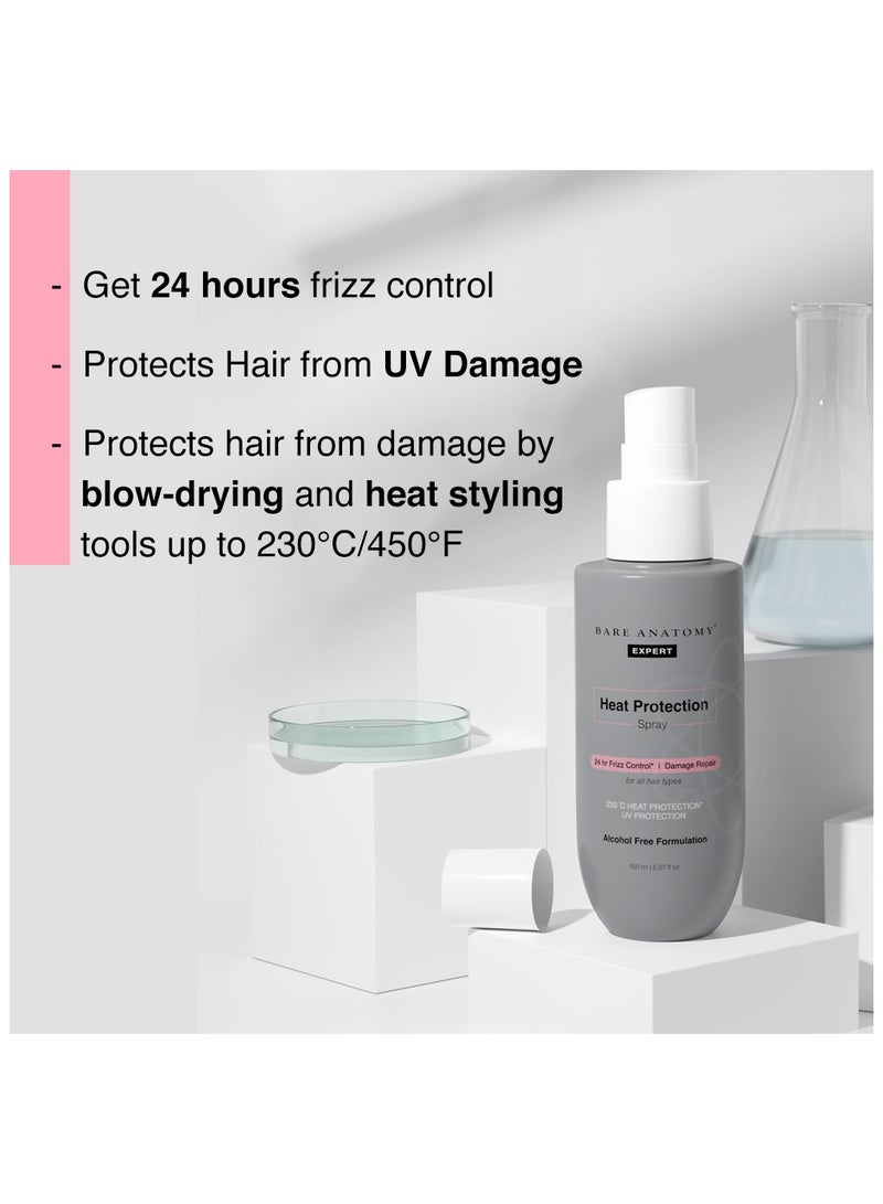 BARE ANATOMY Bare Anatomy Heat Protection Spray Serum| Controls Frizz for up to 24 Hrs | Vitamin E, Pea Protein & Veg Keratin Enriched | Paraben Free | For Women & Men | Vegan |230 °C Heat Protection 150 ml  - Image 2