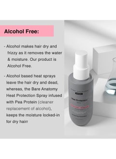 BARE ANATOMY Bare Anatomy Heat Protection Spray Serum| Controls Frizz for up to 24 Hrs | Vitamin E, Pea Protein & Veg Keratin Enriched | Paraben Free | For Women & Men | Vegan |230 °C Heat Protection 150 ml  - Image 4