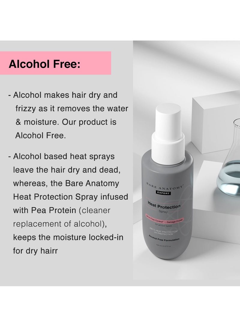 BARE ANATOMY Bare Anatomy Heat Protection Spray Serum| Controls Frizz for up to 24 Hrs | Vitamin E, Pea Protein & Veg Keratin Enriched | Paraben Free | For Women & Men | Vegan |230 °C Heat Protection 150 ml  - Image 4