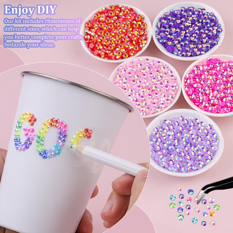 TINKRSTUFF 34000Pcs Resin Rhinestones with Tweezers for Crafting, Mixed-Color 3mm Bedazzling Crystal with 1Pcs 10ml B7000 Jewelry Glue for DIY Crafts Clothing Tumblers Shoes Fabric Nail Art - Image 3