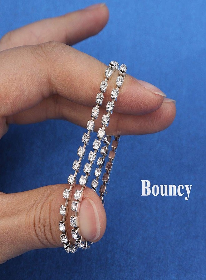 Suyi Crystal Ankle Bracelet for Women Diamond Tennis Stretch Anklets Elastic Foot Chain 3Pcs Silver - Image 4