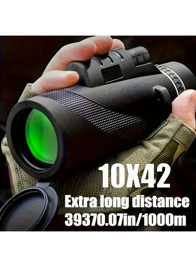 Black 10X42 High Definition Monocular Telescope For Bird Watching Fishing Hiking - Image 1