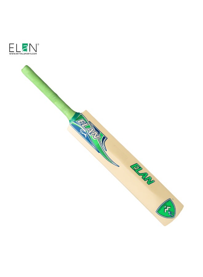 Elan Hyper Wooden Cricket Bat Harrow Size – Soft Ball Cricket Bat Green, Lightweight Youth Bat with Durable Wood Blade and Comfort Grip for Training and Match Play for Soft Balls - Image 1