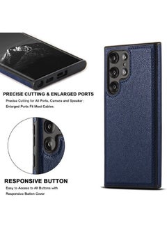 Mikki Samsung Galaxy S23 Ultra Case, Vegan Leather Protective Case for Samsung S23 Ultra 5G 6.8‘’, Luxury, Elegant and Beautiful Design Cover, Non-Slip Vintage Looking Perfect Stitching Leather Case(Blue)  - Image 4